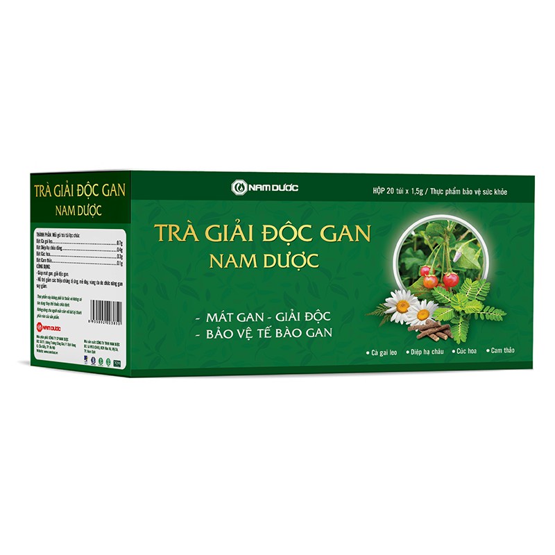 Trà giải độc gan Nam Dược giúp mát gan, tăng cường chức năng gan an toàn, hiệu quả - hộp 20 túi lọc