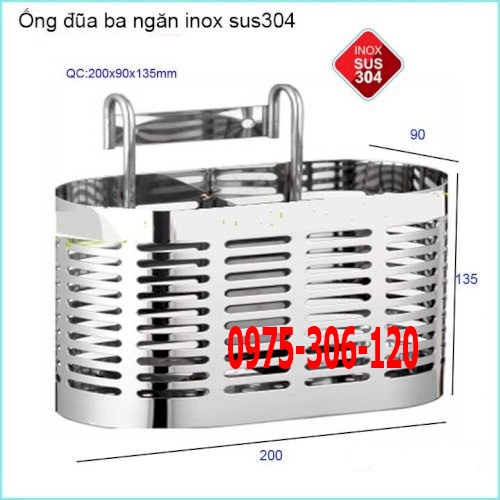 Ống đựng đũa trong nhà bếp 100% inox 304 OĐ5 ỐNG ĐŨA OVAN 3 NGĂN công nghệ đánh bóng sáng hàng đặt xưởng đảm bảo tốt