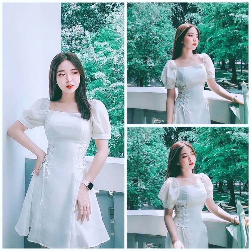 VÁY TRẮNG NỮ DỰ TIỆC DẠO PHỐ SIÊU XINH ✅HÀNG CAO CẤP-RẺ NHẤT SHOPEE ✅VÁY TRẮNG TAY NGẮN ĐAN CHÉO 2 BÊN EO SIÊU TÔN DÁNG | BigBuy360 - bigbuy360.vn