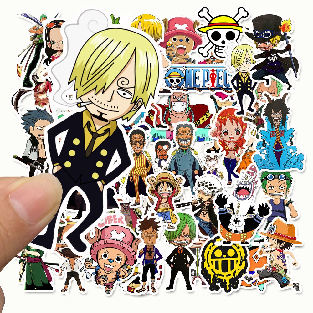 SET 50 MIẾNG STICKER ĐẢO HẢI TẶC LUFFY ONEPIECE ZORO CHỐNG NƯỚC DÁN NÓN BẢO HIỂM, LAPTOP, VALI, TỦ, BÀN HỌC, XE MÁY