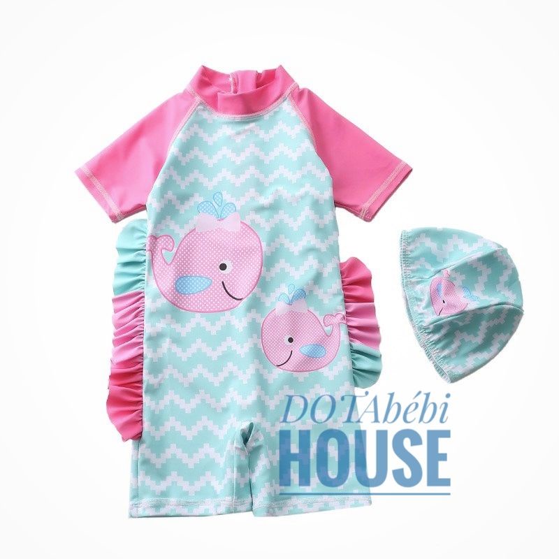 nhiều mẫu 7-22kg có nón Đồ bơi liền thân mẫu chim hồng hạc và cá voi ngựa pony tím cho bé gái - DOTAbébi HOUSE SW0313.18