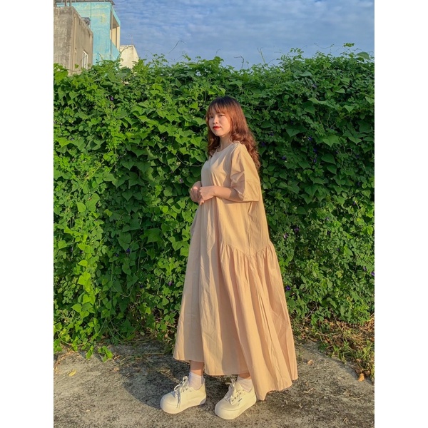 Đầm babydoll rộng màu be 121