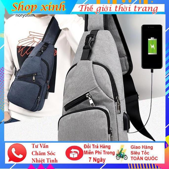 Túi Đeo Chéo, Túi Vải Nam Canvas Có Cổng Sạc Tiện Lợi Phong Cách Thể Thao Thời Trang Hàn Quốc Đậm Chất Nam Tính. | BigBuy360 - bigbuy360.vn