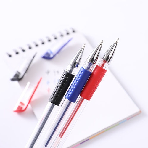 Combo 10 chiếc bút bi nước thân trơn bút mực gel ngòi 0,5mm mực màu xanh, đỏ, đen