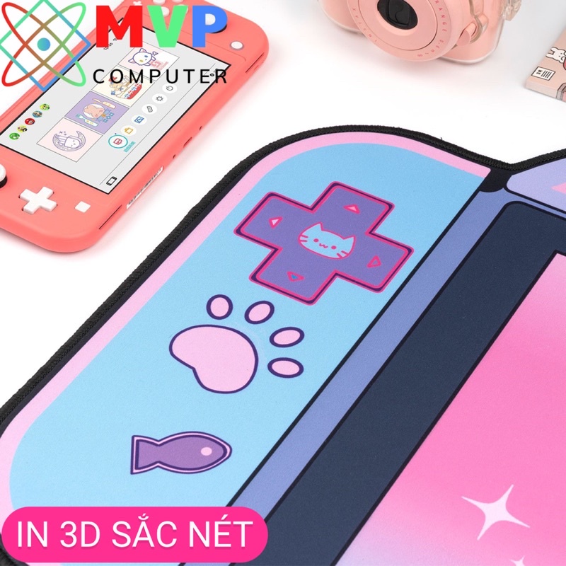 Miếng Lót Chuột Cỡ Lớn Tai Mèo Nhiều Hình Rễ Thương 80x40x0.4cm May Bo Viền Đế Chống Trơn Trượt Không Bay Màu