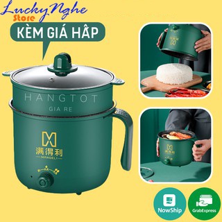 Ca nấu mì tráng men nồi lẩu mini chất liệu đá mandeli dung tích 1.8l