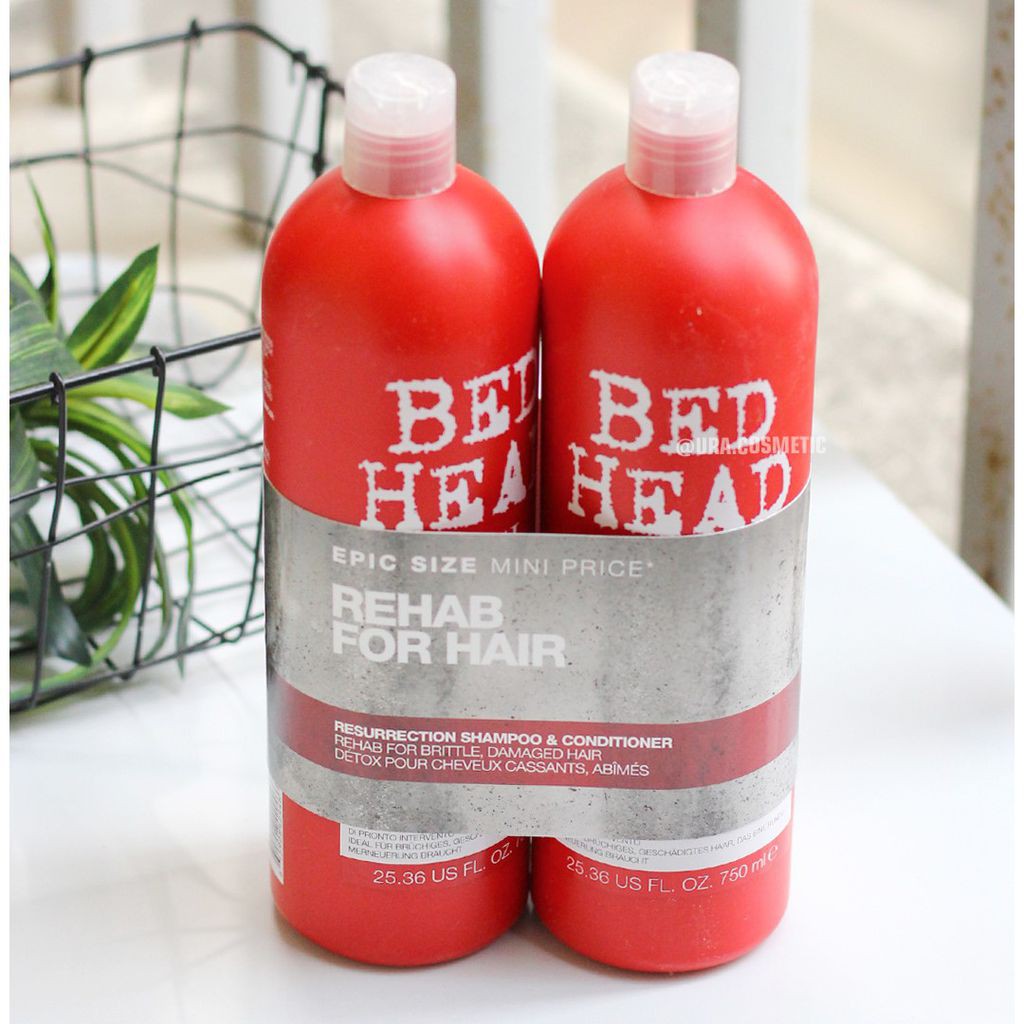 Bộ Dầu Gội + Xả Phục Hồi Tóc Hư Tổn Tigi 3 Bed Head Urban Antidotes Resurrection, Đỏ 2 x 750ml