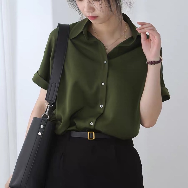 Áo sơ mi công sở cơ bản cộc tay bốn màu siêu xinh