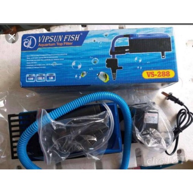 Vipsun Fish VS-288 - Bộ Máng Và Máy Bơm Lọc Nước Hồ Cá - Có bông lọc