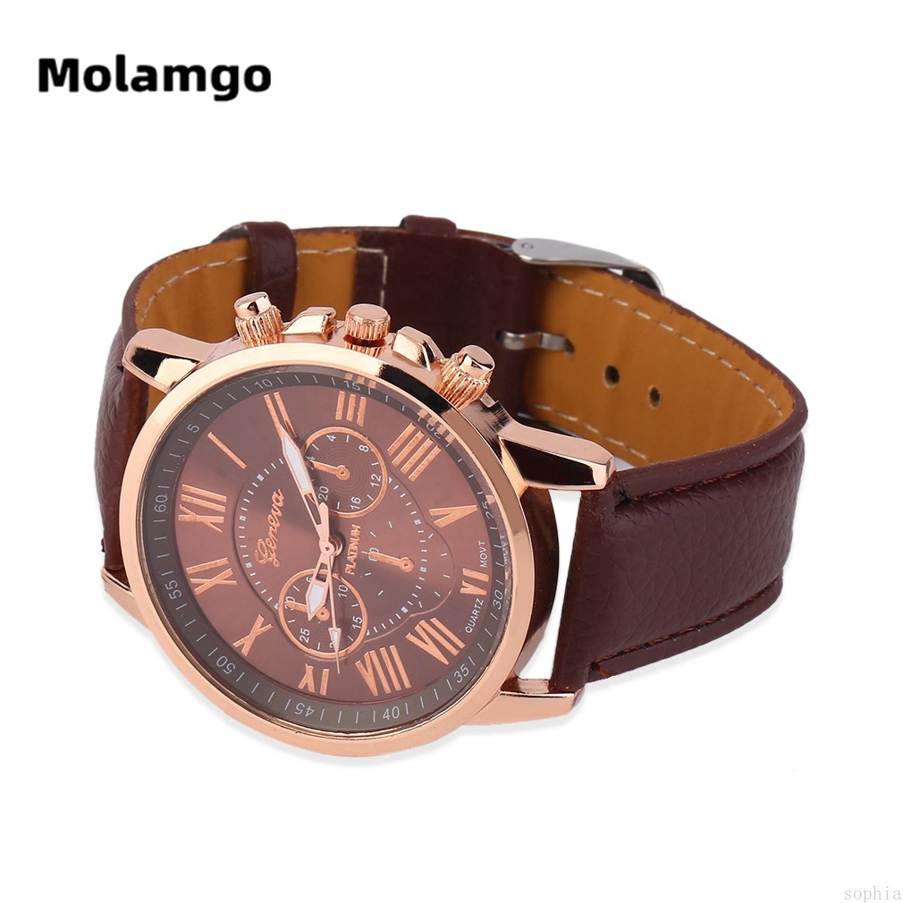 MOLAMGO Geneva Fashion Unisex Color Original PU Genuine Leather Watches Gift