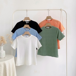 Áo phông xốp nhắn trơn LYRA, chất xốp thun dáng croptop xinh xắn-VSYAP0226