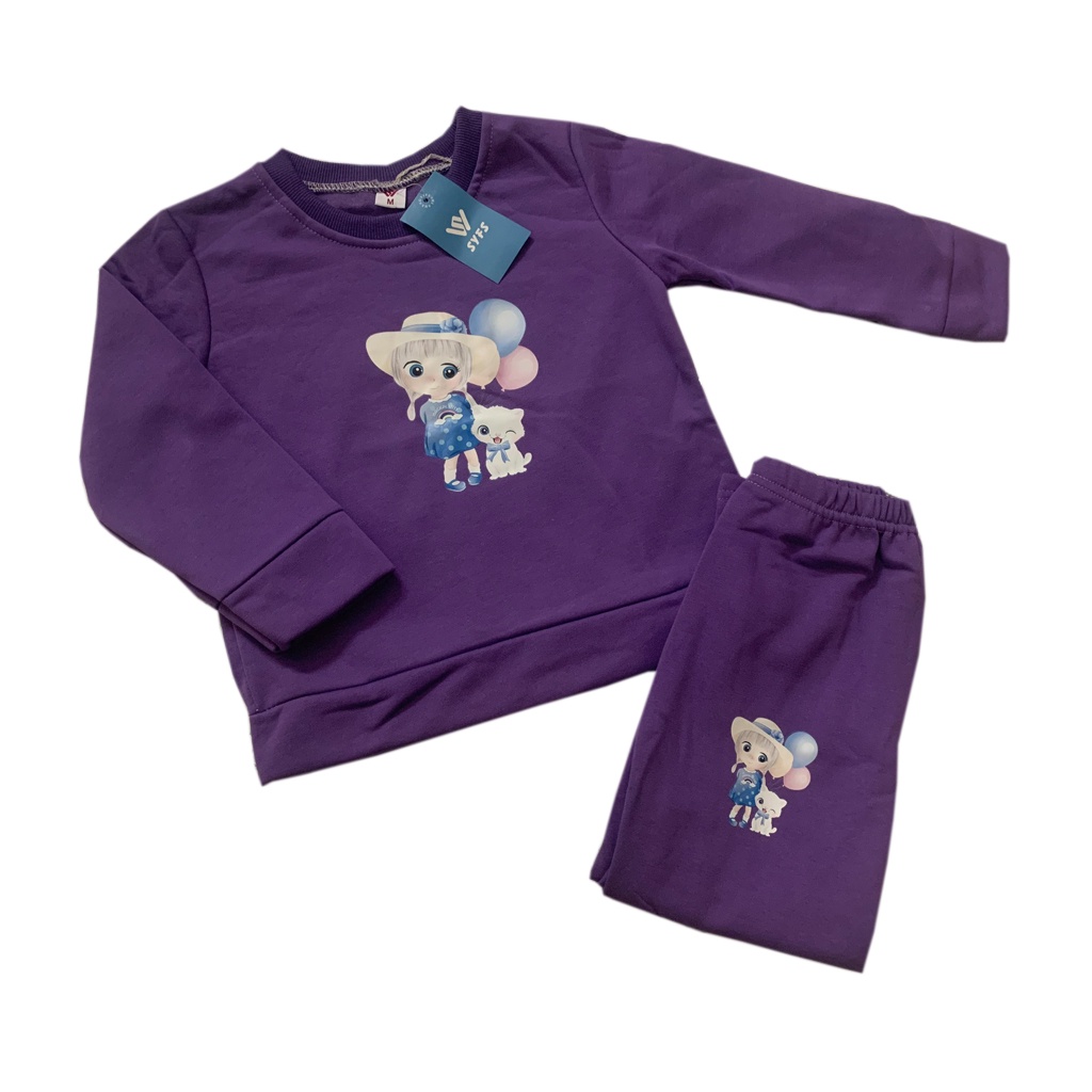 Đồ bộ nỉ lông trẻ em dài tay, bộ thu đông cho bé lót lông hàng xuất khẩu