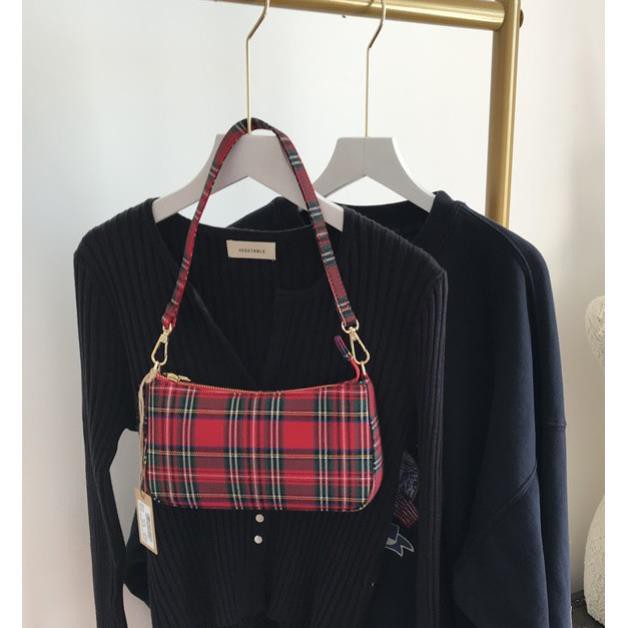 [Sẵn L1- Túi kẹp nách caro vintage hàng 2 dây loại 1 V022 | BigBuy360 - bigbuy360.vn