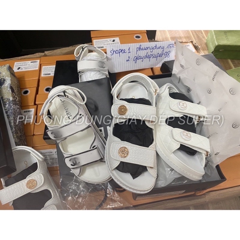 Sandal nữ, sandal Cn Quai Ngang Trần Chỉ Super fullbox bill túi giấy