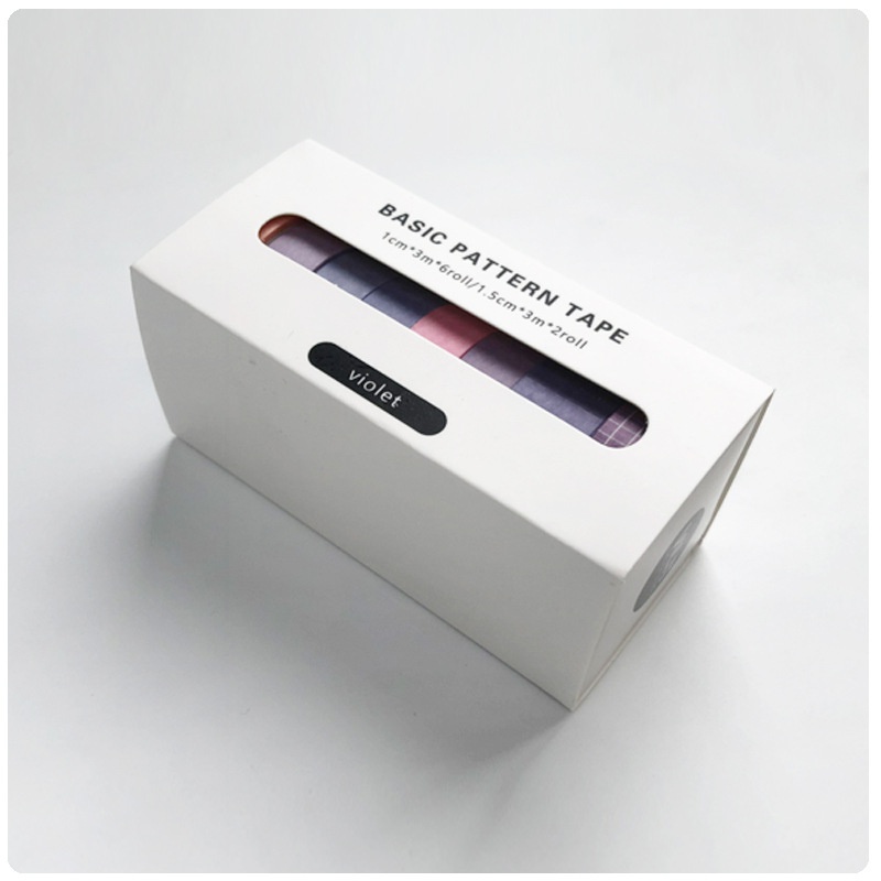 Set 8 cuộn băng dính trang trí sổ lưu niệm 12 màu độc đáo