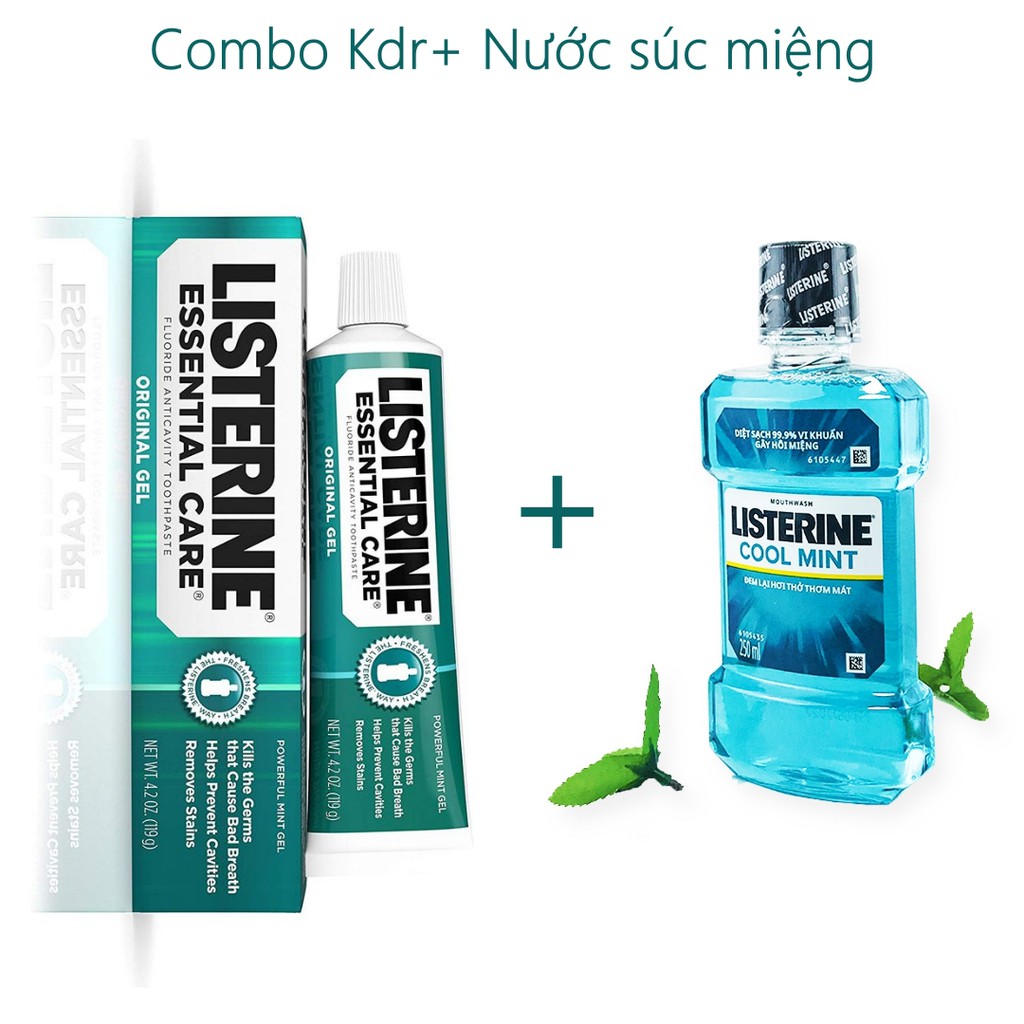 Kem đánh răng Listerine Essential Care Toothpaste 119g NƯỚC SÚC MIỆNG LISTERINE ULTRACLEAN COOL MINT 250ml