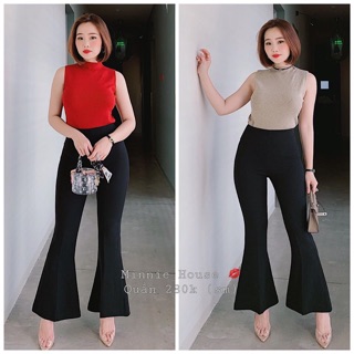 Quần loe khoá lưng vải Hàn có dãn
