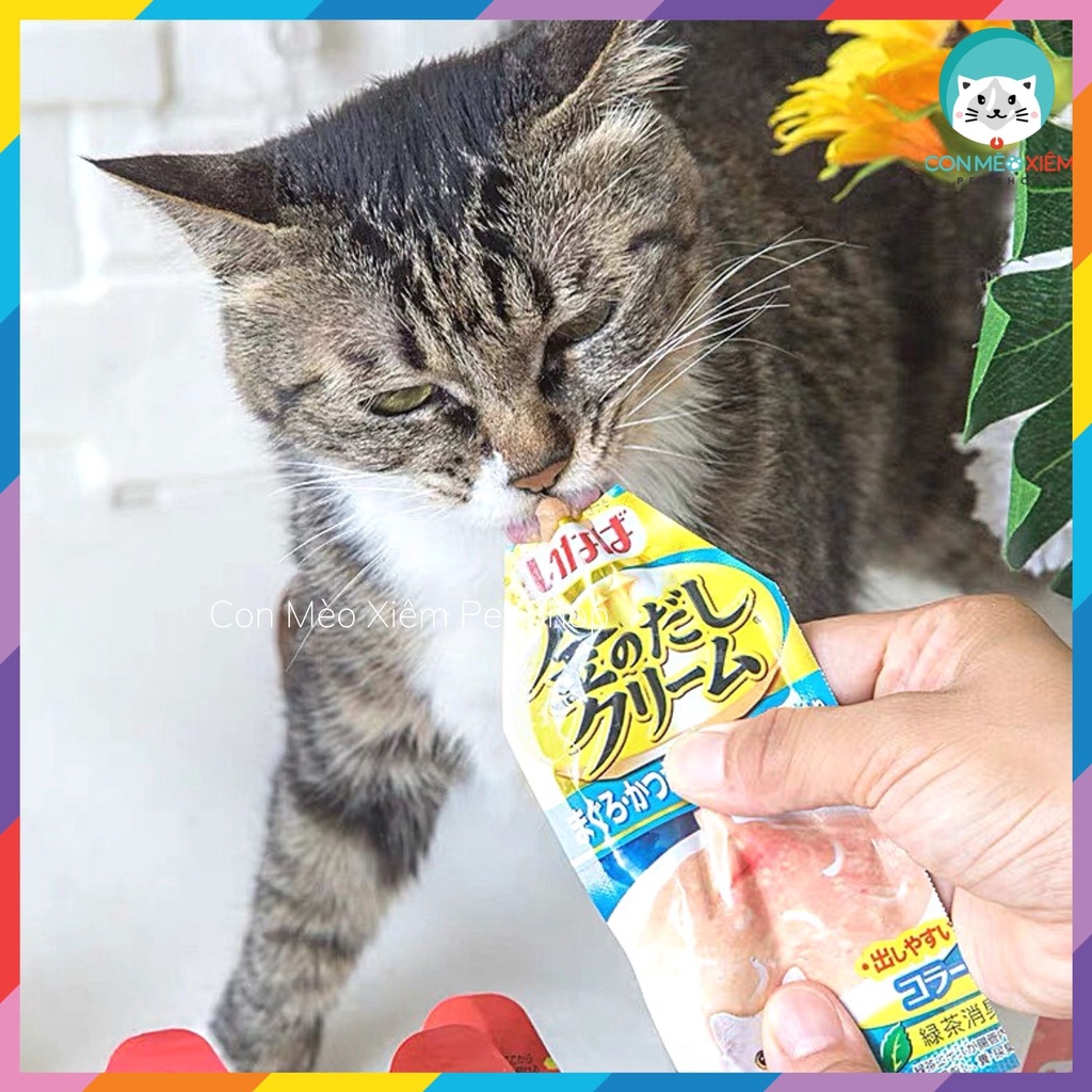 Súp thưởng cho mèo Ciao inaba cream đôi gói 60g, thức ăn tăng cân mập mèo lớn con nhỏ Con Mèo Xiêm