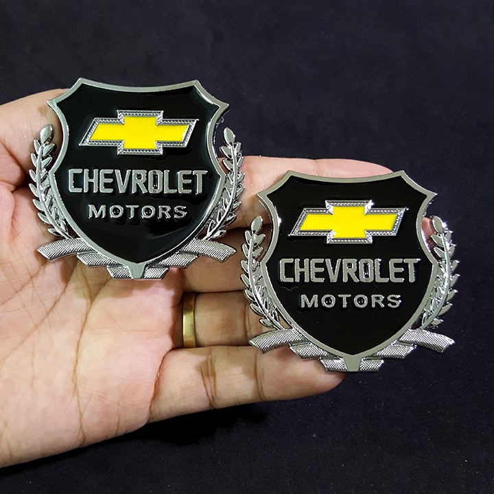 Bộ 2 miếng dán logo kim loại chữ CHEVROLET bông lúa