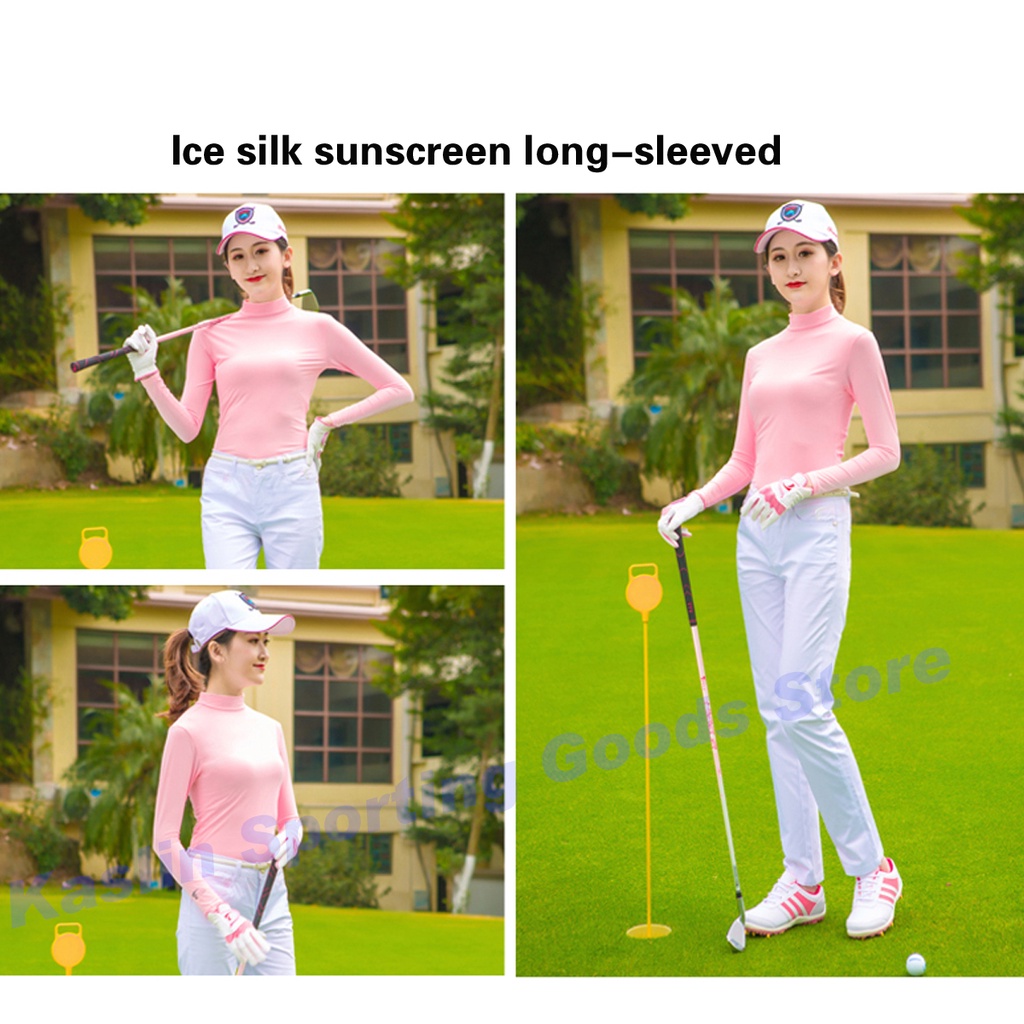 Áo Thun Lụa Lạnh Tay Dài Chống Nắng Chơi golf Dành Cho Nữ