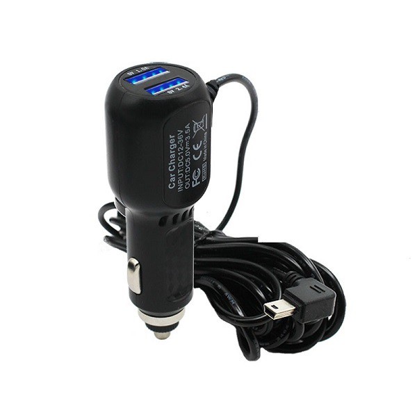 Nguồn camera hành trình 5V 3.5A 3.5M Mini USB kèm 2 cổng sạc USB