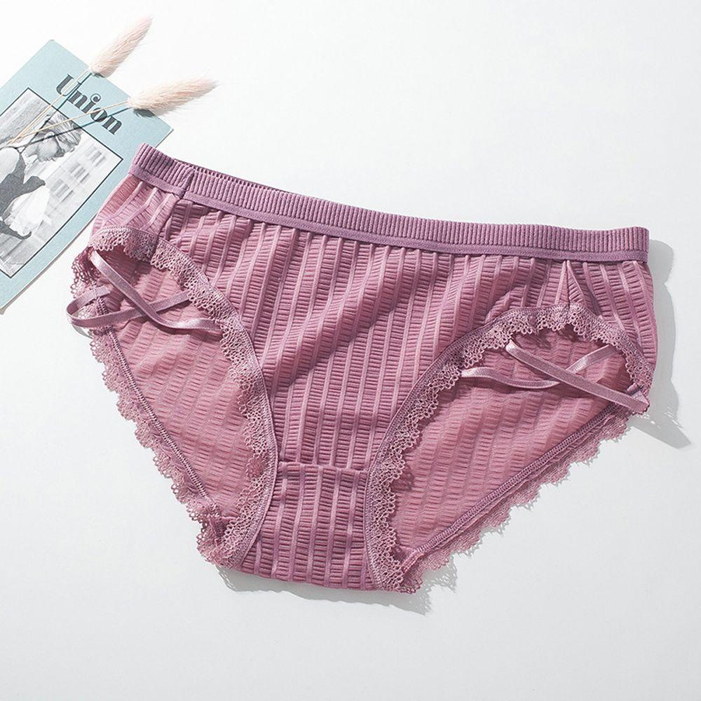 Quần Lót Ren Không Đường May Màu Trơn Lưng Vừa Gợi Cảm Thời Trang Cho Nữ
