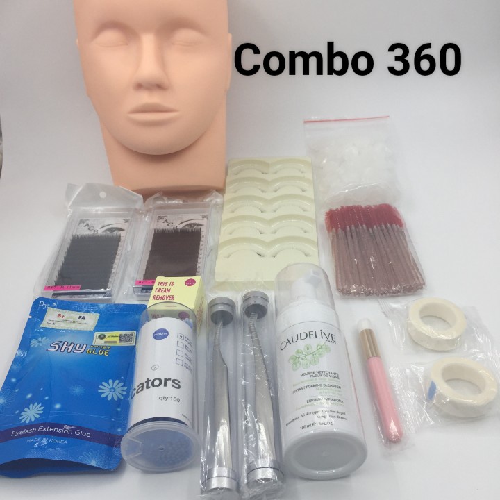 Combo tập nối mi cơ bản 360k_dụng cụ mi_keo nối mi_uốn mi_Huy Hoàng Mi