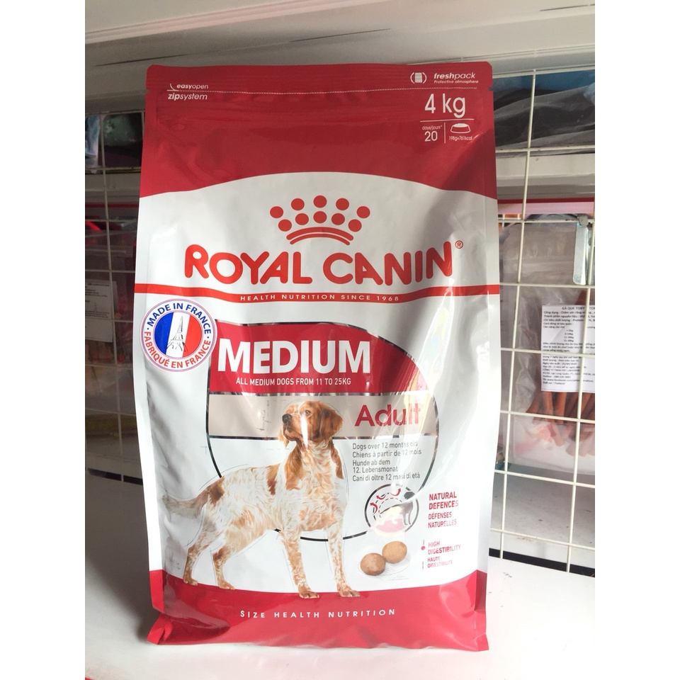 THỨC ĂN CHO CHÓ ROYAL CANIN MEDIUM ADULT 4kg, thức ăn cho chó trung bình đã trưởng thành