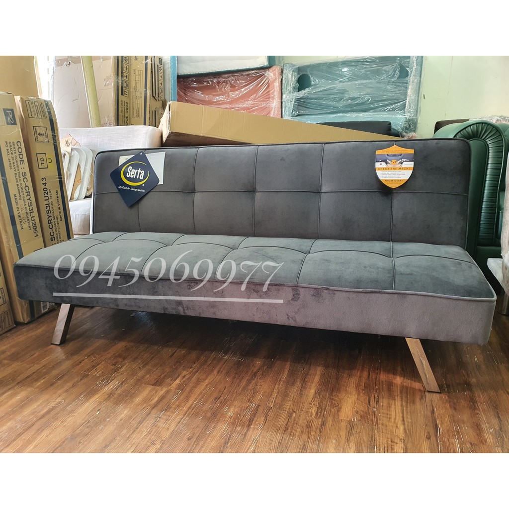 Sofa mini - sofa làm giường - Sofa đại hạ giá - Nhung xám đen