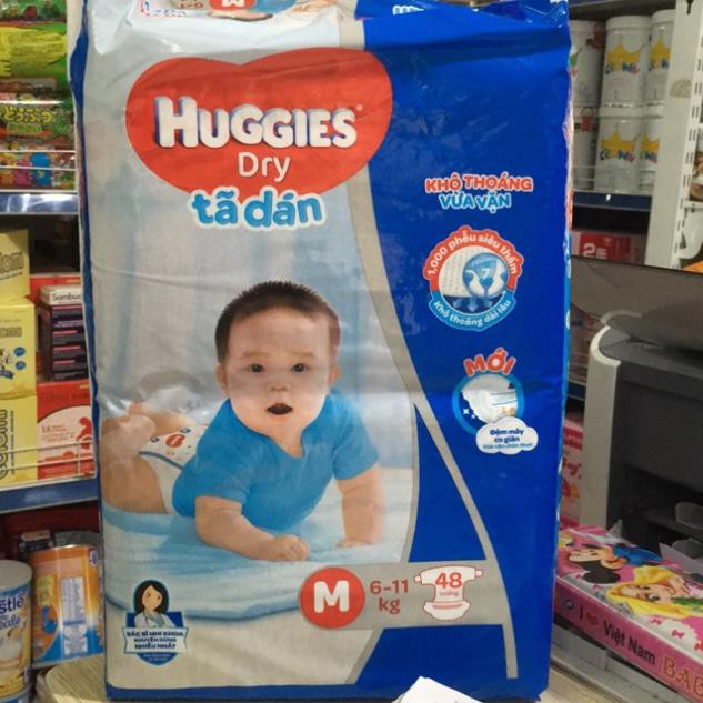 Bỉm Huggies dán M48,L42,XL38 đệm mây co giãn