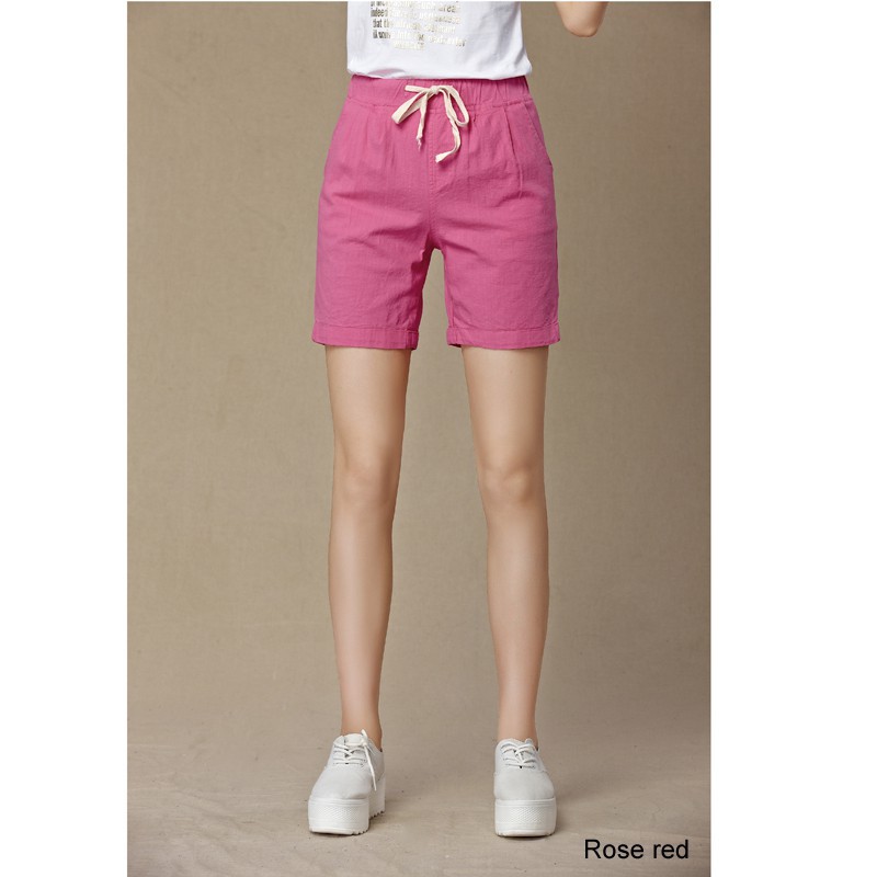 Quần Short Nữ Ngang Gối Bằng Vải Lanh Cotton