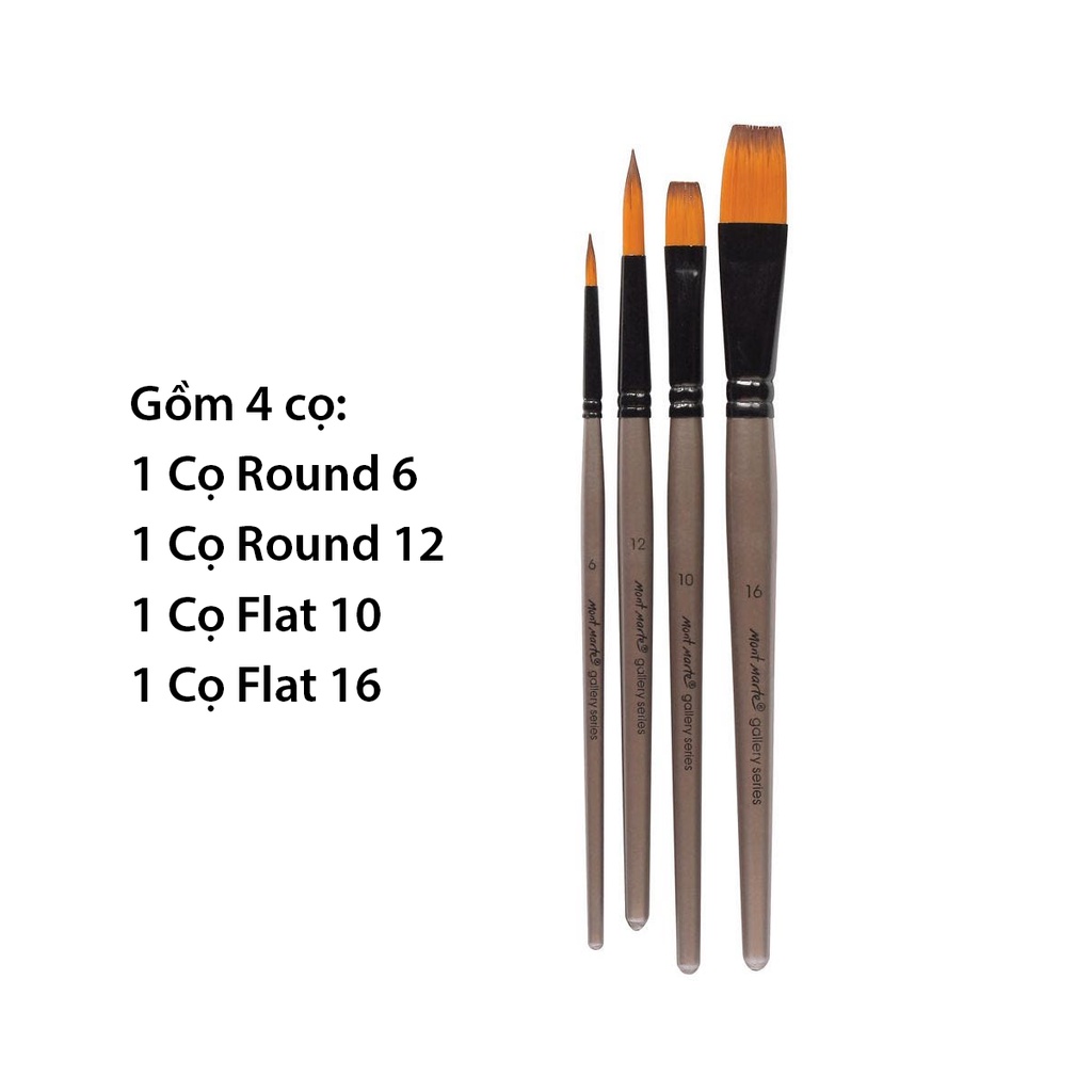 Bộ 4 Cọ Acrylic Mont Marte - Gallery Series Brush Set Acrylic 4pce - BMHS0014