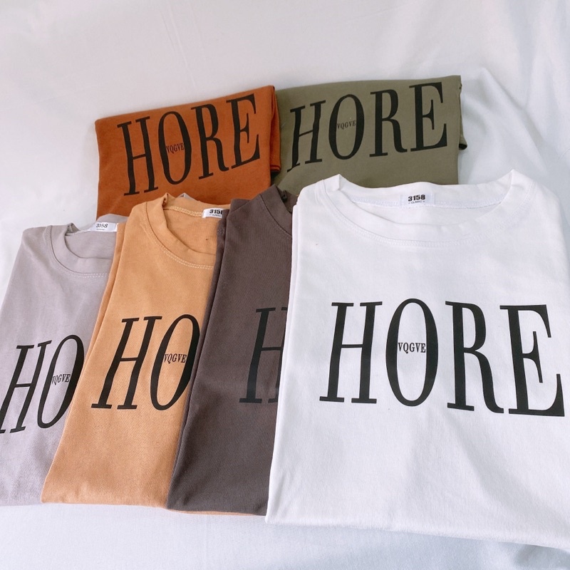 Áo phông 3158, áo thun tay lỡ form rộng chất cotton in hình HORE