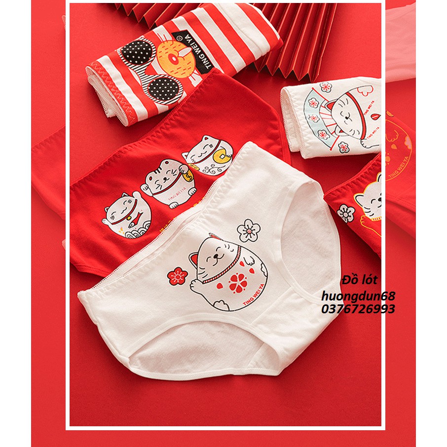 Quần Lót Nữ Cotton Mèo Thần Tài Xuất Hàn  Hàng Loại Đẹp.