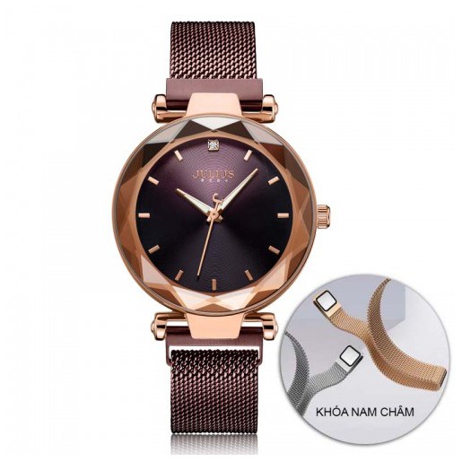Đồng hồ nữ JA-1166C Julius mặt chuyển sắc dây nam châm (tím)
