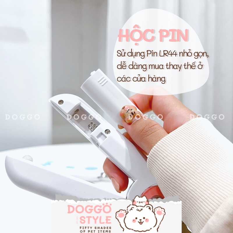 Kìm Cắt Móng Cho Chó Mèo LEDY Tích Hợp Đèn Led Máng Che Tặng Kèm Pin Và Dũa Móng Mini DOGGOSTYLE