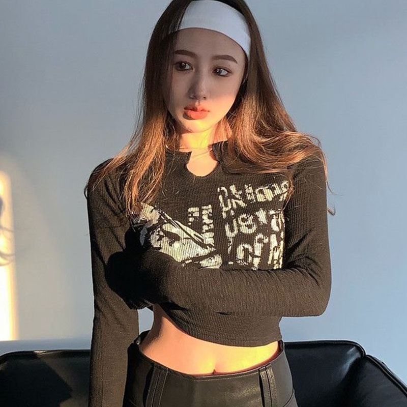 Áo croptop dài tay màu sắc trẻ trung cho nữ