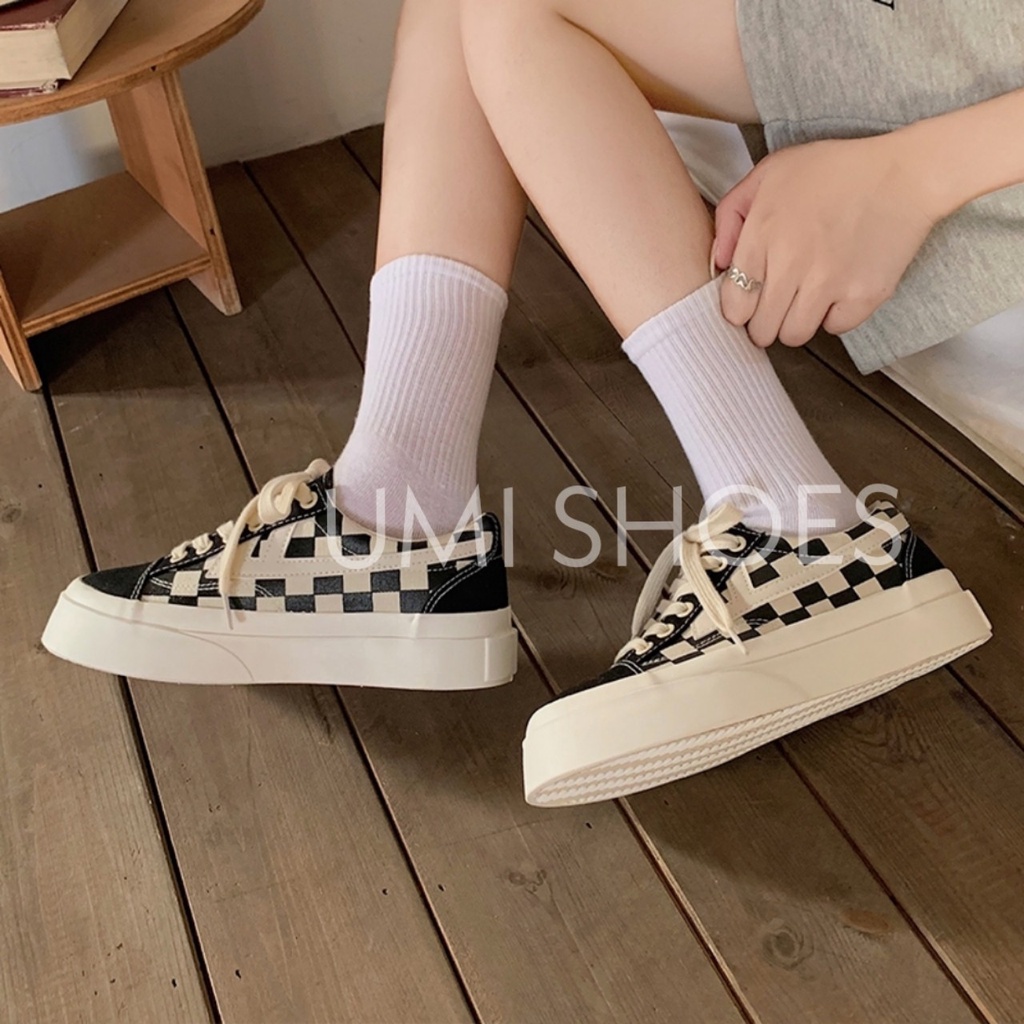 Giày thể thao nữ đế bằng bánh mì basic độn đế vải canvas bata mới hot phong cách retro ulzzang đẹp cá tính đẹp