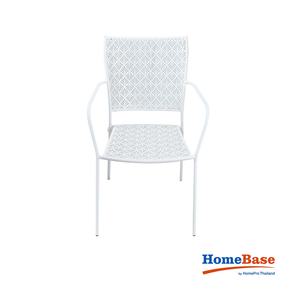 HomeBase SPRING Ghế ngồi bằng thép tĩnh điện tiết kiệm không gian có thể chồng lên W54xH87xD54cm màu trắng