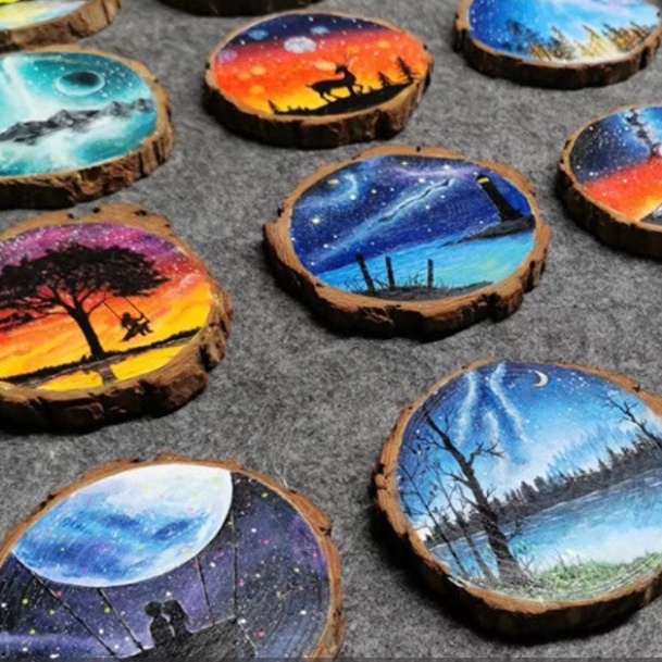 (Vân Đẹp-Nhiều Size) Khoanh Gỗ Thông tự nhiên tròn decor bàn ăn, vẽ tranh, làm handmade, chụp ảnh size lớn