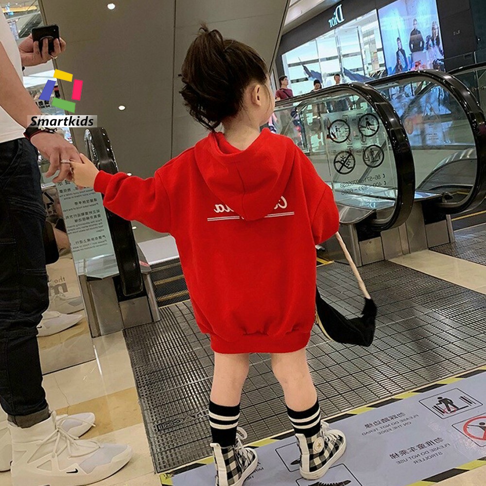 Áo bé gái - Áo nỉ lót lông hoodie Smartkids liền mũ dáng dài phong cách Hàn Quốc TE2910 / TE2911