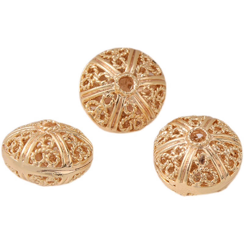 Phụ Kiện Hạt Làm Vòng Tay/Dây Chuyền Bằng Đồng 14K Hình Quả Cầu Rỗng Màu Vàng Kim diy