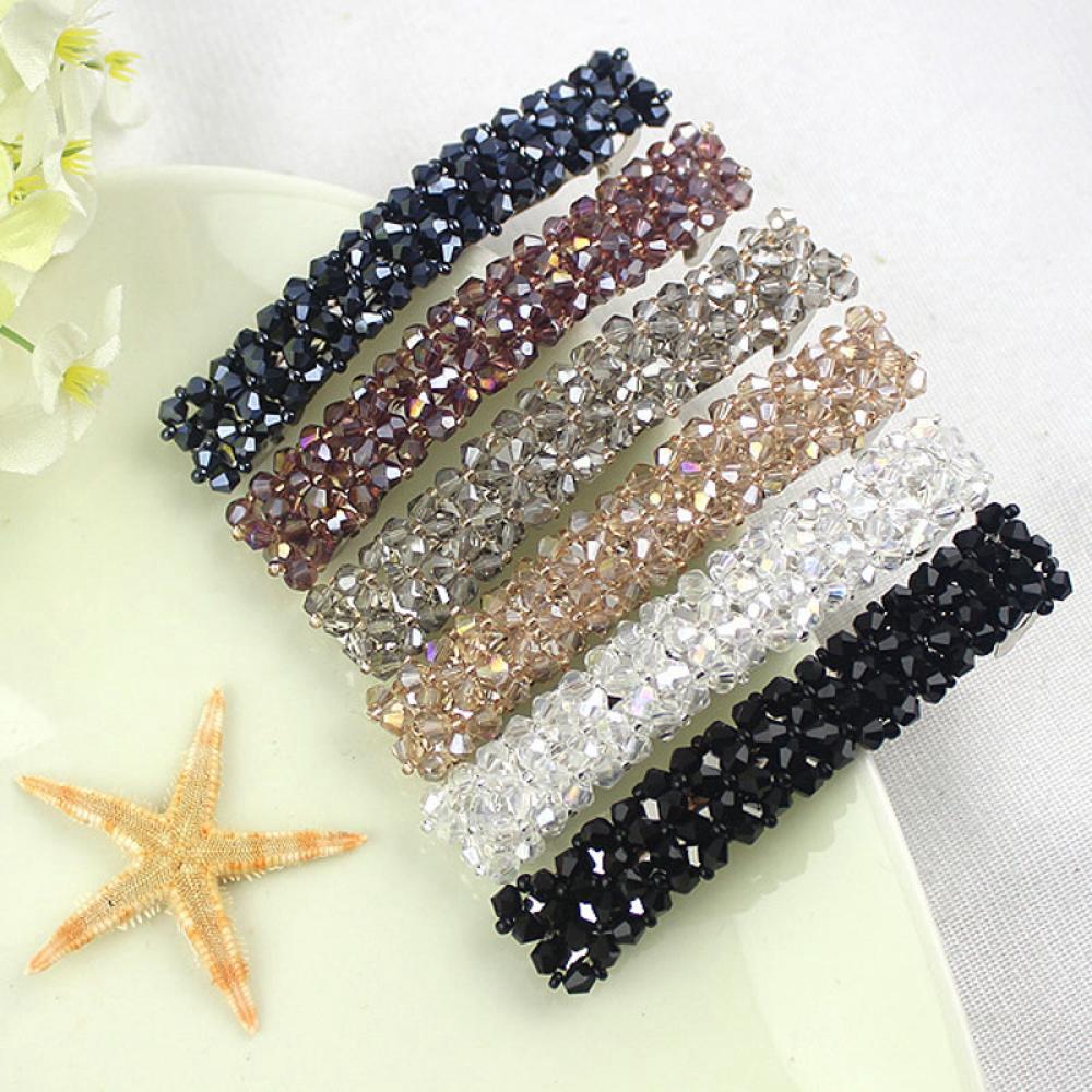 MXKJING   Kẹp tóc ngang đính đá tiểu thư điệu đà 8,5cm