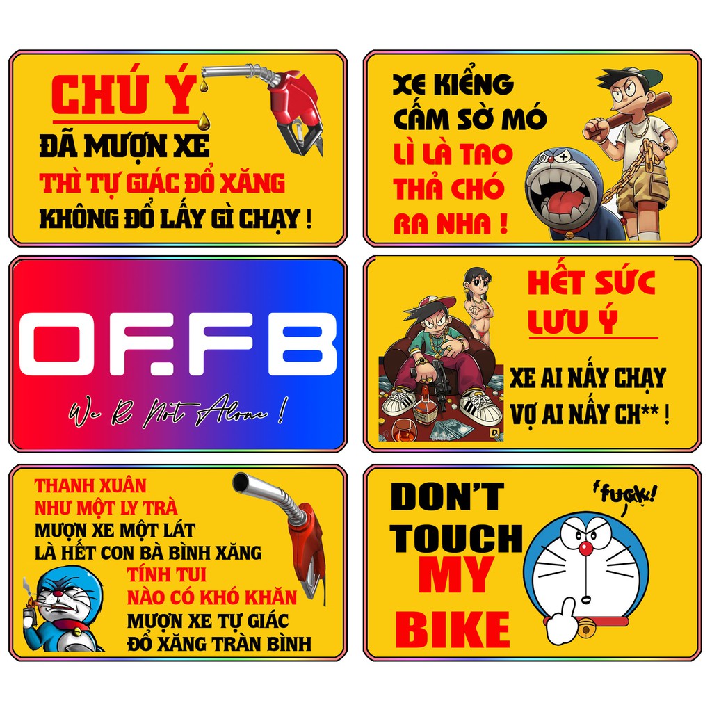 BỘ TEM CẢNH BÁO HÀI HƯỚC 10 TEM LỚN 9X6CM DECAL CAO CẤP