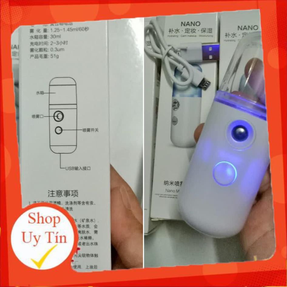 [Freeshipmax] Máy Phun Sương Cầm Tay Xịt Khoáng MINI NANO Chính Hãng - Bản Full Phụ Kiện Cáp Sạc