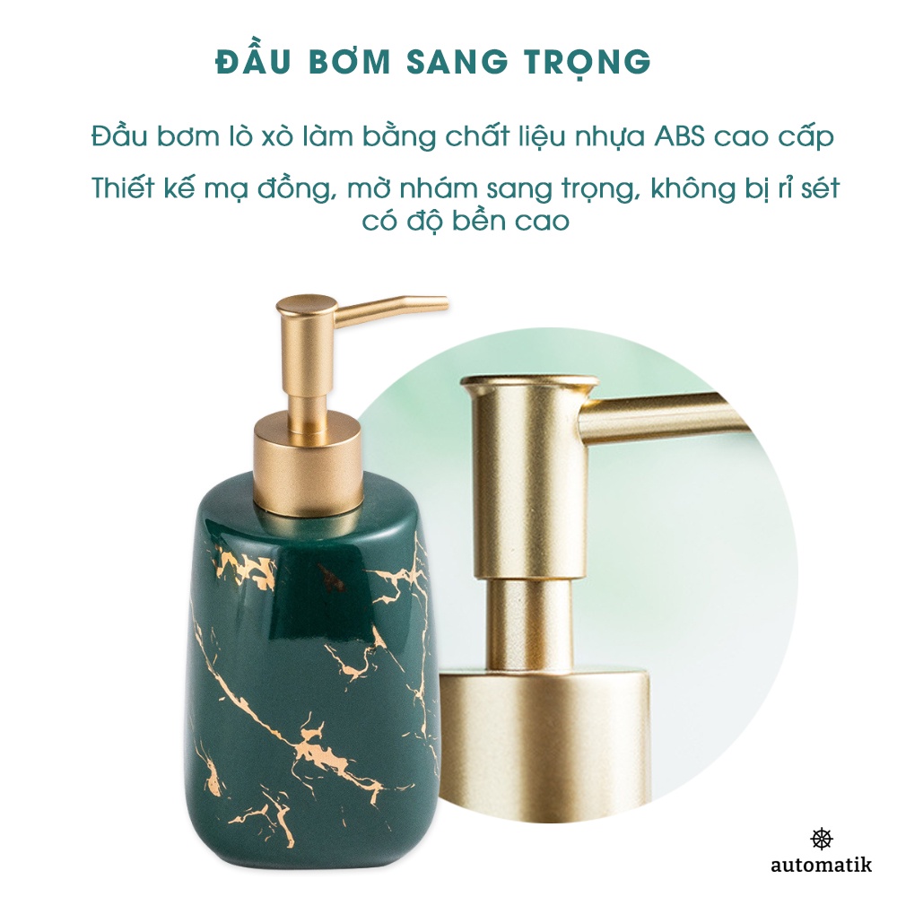 Bình Đựng Nước Rửa Tay, Dầu Gội, Sữa Tắm, Nước Rửa Chén, Có Vòi, Bằng Sứ Cao Cấp, Trang Trí Nhà Tắm, Nhà Bếp - Automatik