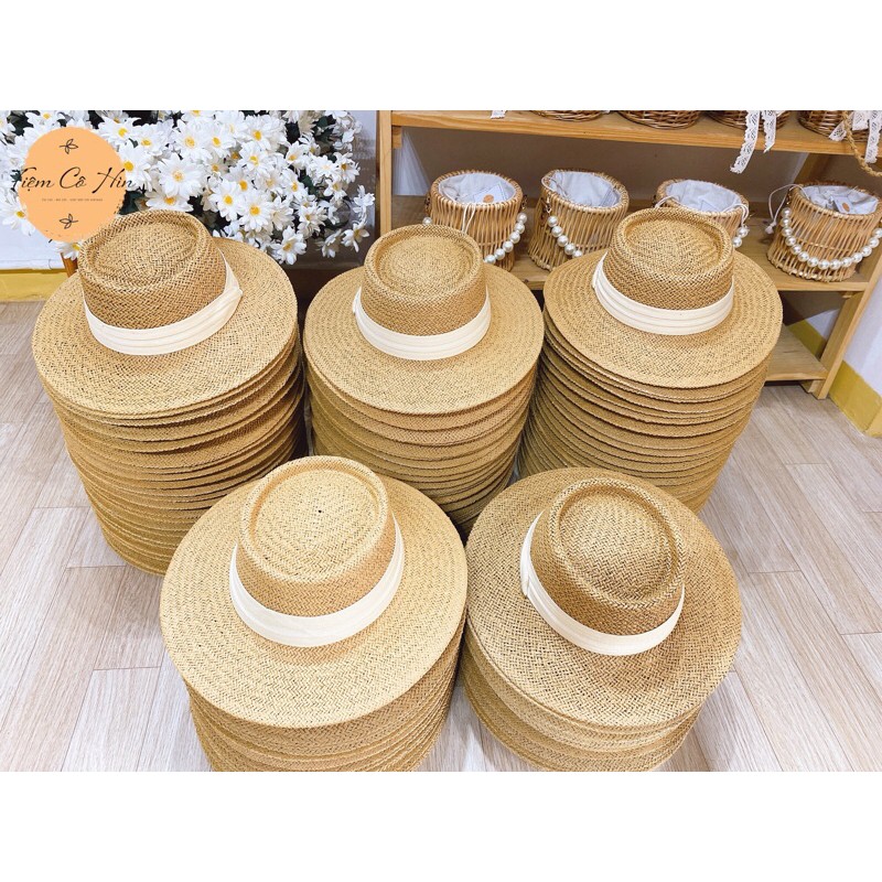 Mũ cói rộng vành đi biển cho nữ Tiệm Cô Hìn dáng Gaucho cao cấp ship 1h đóng thùng không lo hỏng