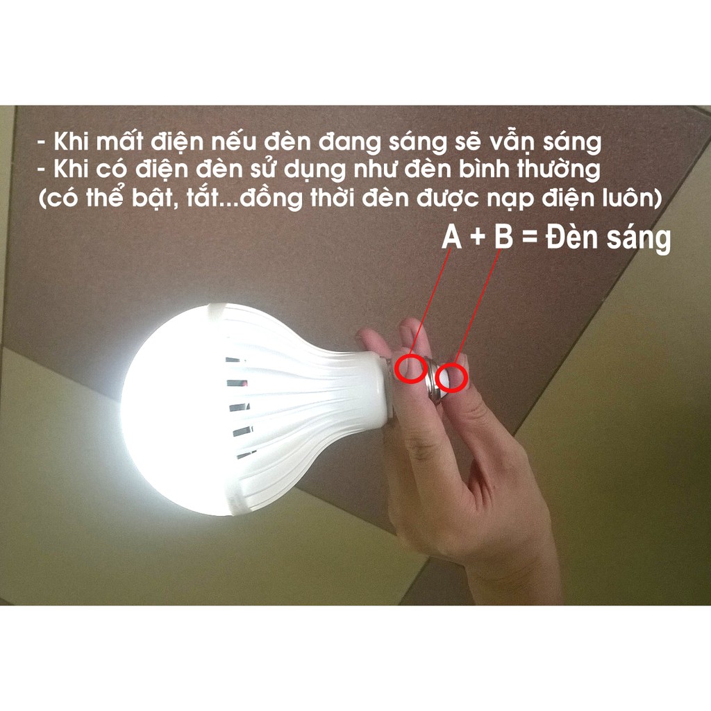 Bóng led cảm ứng tích điện 9w (Trắng)