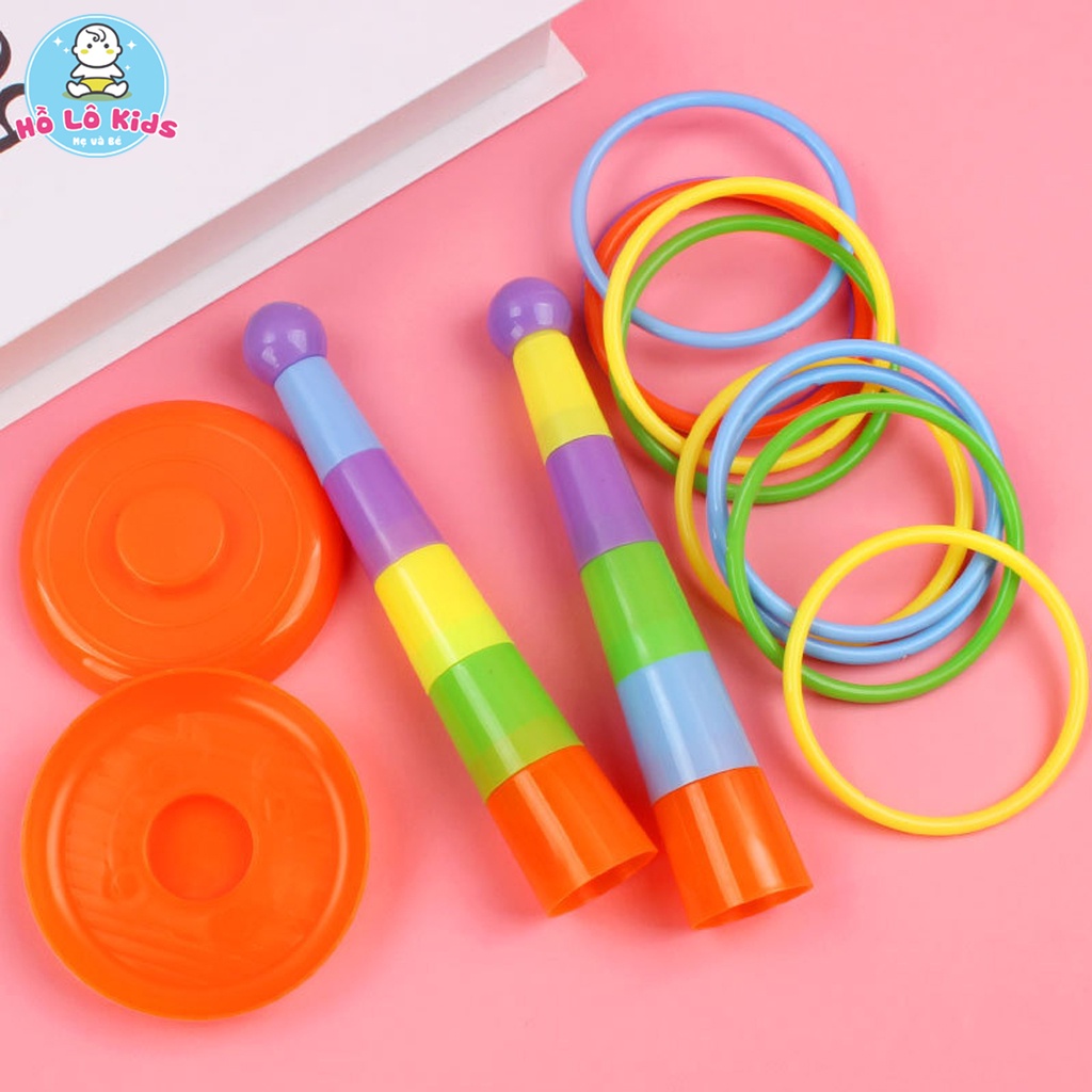 Bộ trò chơi ném vòng bằng nhựa cho bé, thảy vòng chóp giao thông Hồ Lô Kids