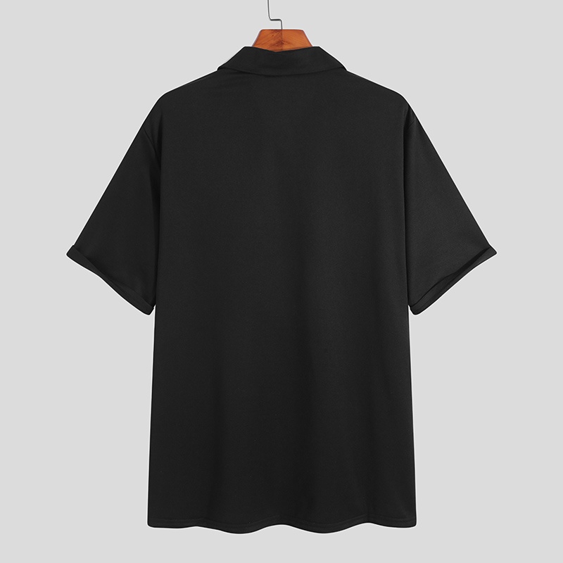 Áo thun polo INCERUN tay ngắn cổ bẻ thiết kế đơn giản thời trang dành cho bạn nam